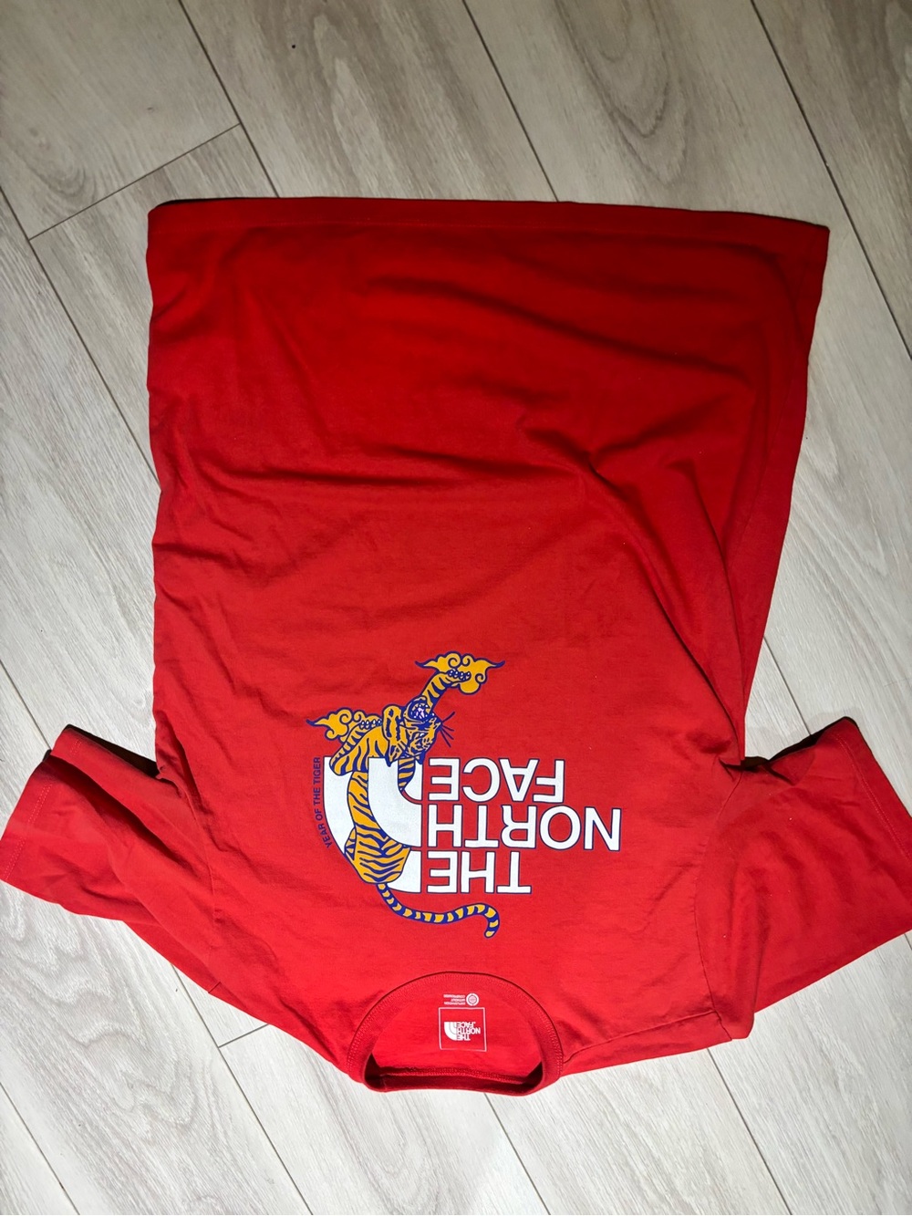 The North Face Red Short Sleeve Tee with Tiger Graphic